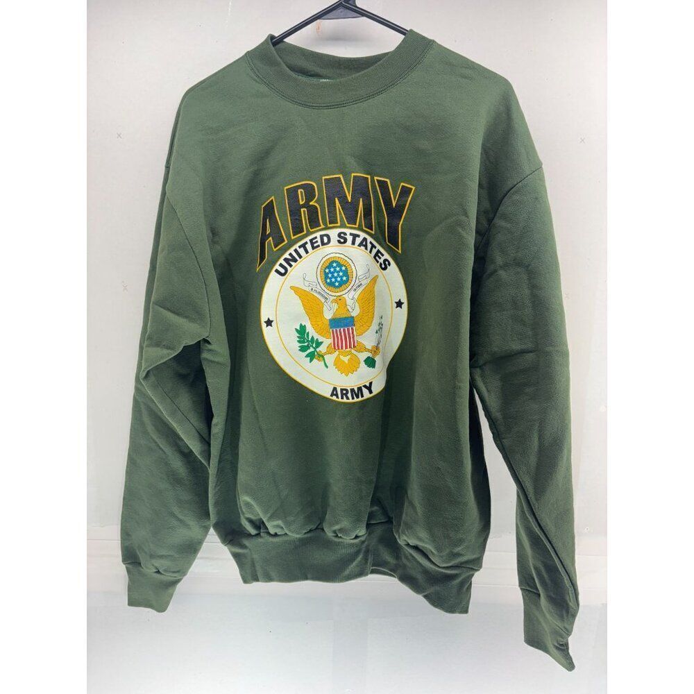 Vintage U.S. Army Green Crewneck Sweatshirt X Large 80s Large Logo Bright Color - Picture 2 of 4